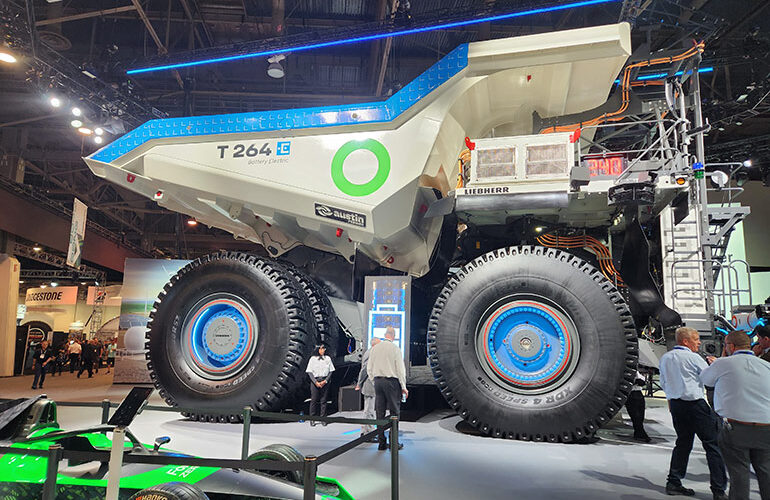 At MinExpo, Liebherr announced a partnership with Fortescue Zero for its T 264 autonomous truck, where Fortescue's stationary fast-charging solution uses robotic connections that can provide up to 6 MW of power in just 30 minutes. The fast charge is groundbreaking for a machine this size. But the companies. have not released data on how long the batteries last on these machines.